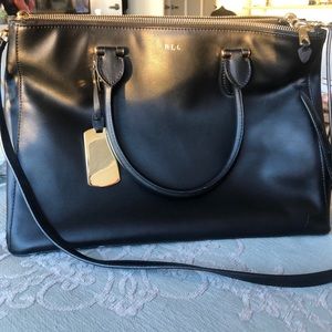 Black Leather Ralph Lauren Tote